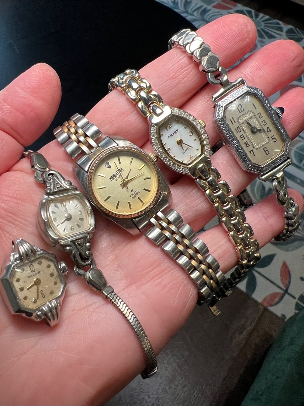 Lot of Vintage to Antique Watches Watch Parts Bulova Timex Sharp Croton Diamond